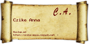 Czike Anna névjegykártya